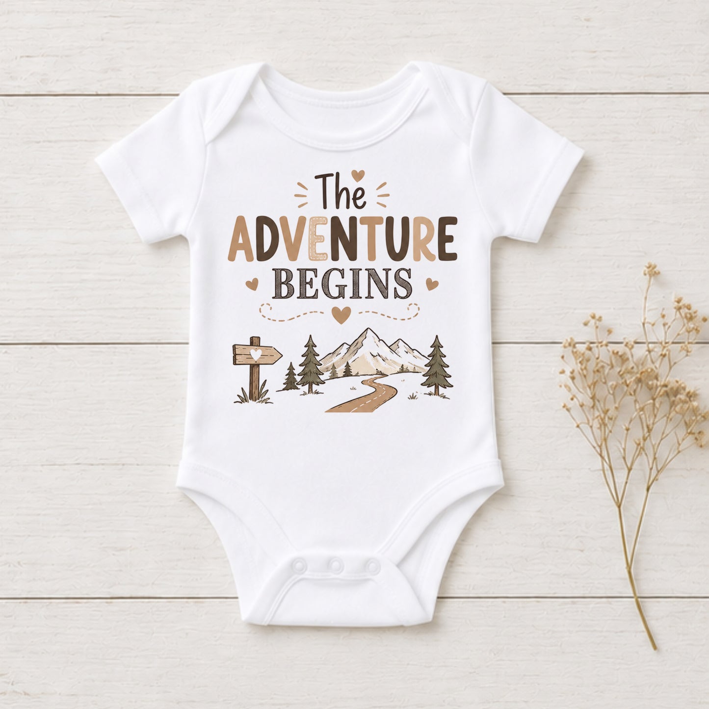 The Adventure Begins - Baby Announcement Bodysuit
