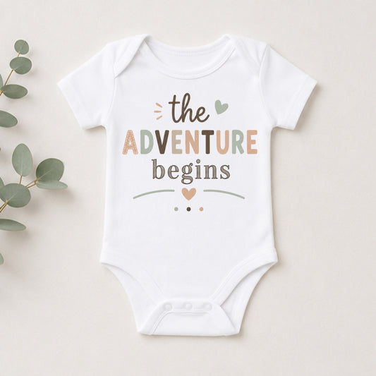 The Adventure Begins - Baby Announcement Bodysuit II
