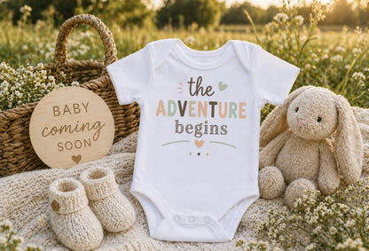 The Adventure Begins - Baby Announcement Bodysuit II