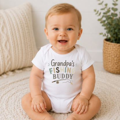 Grandpa's Fishing Buddy - Family Baby Shower Bodysuit