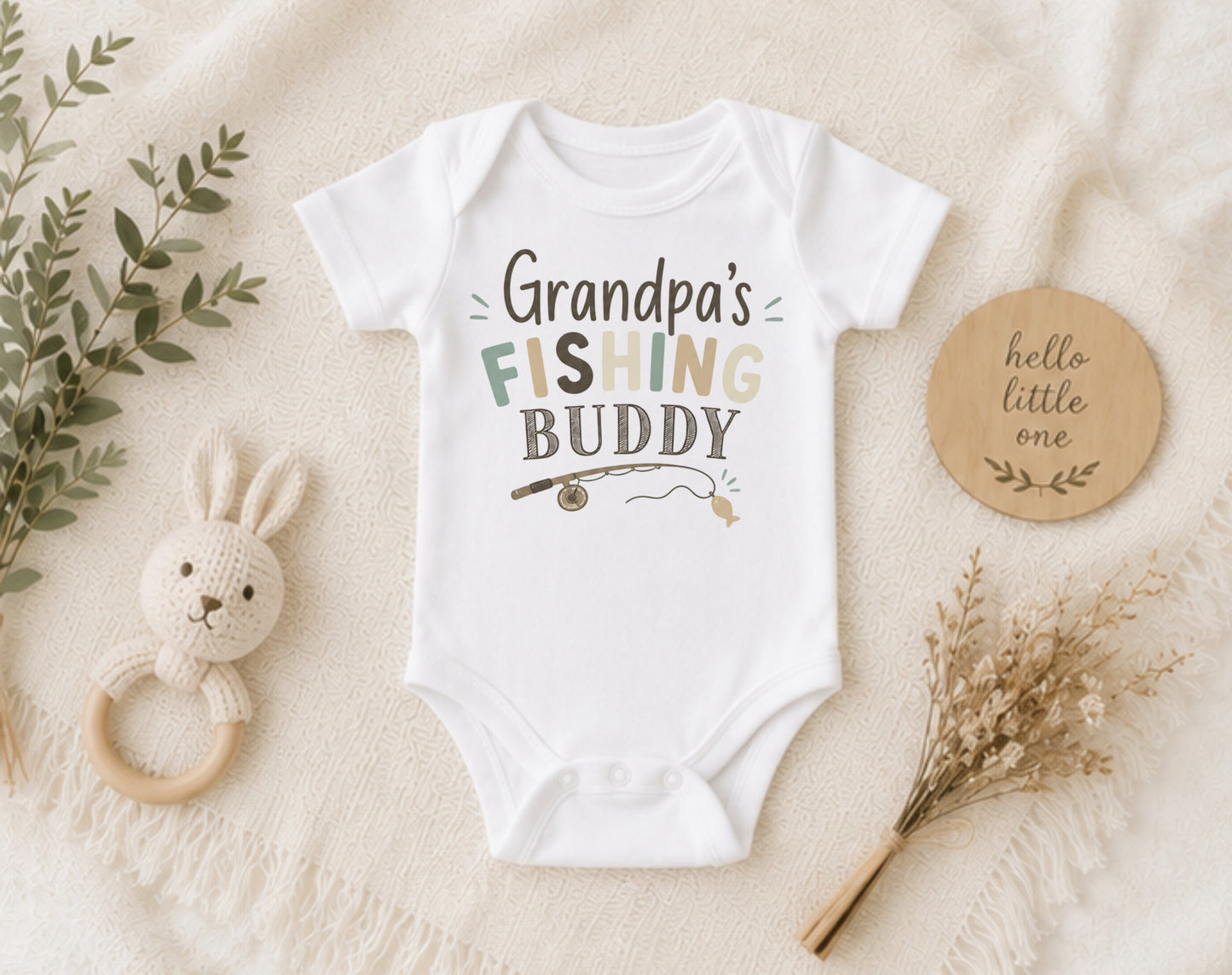 Grandpa's Fishing Buddy - Family Baby Shower Bodysuit