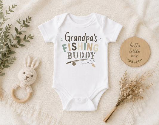 Grandpa's Fishing Buddy - Family Baby Shower Bodysuit