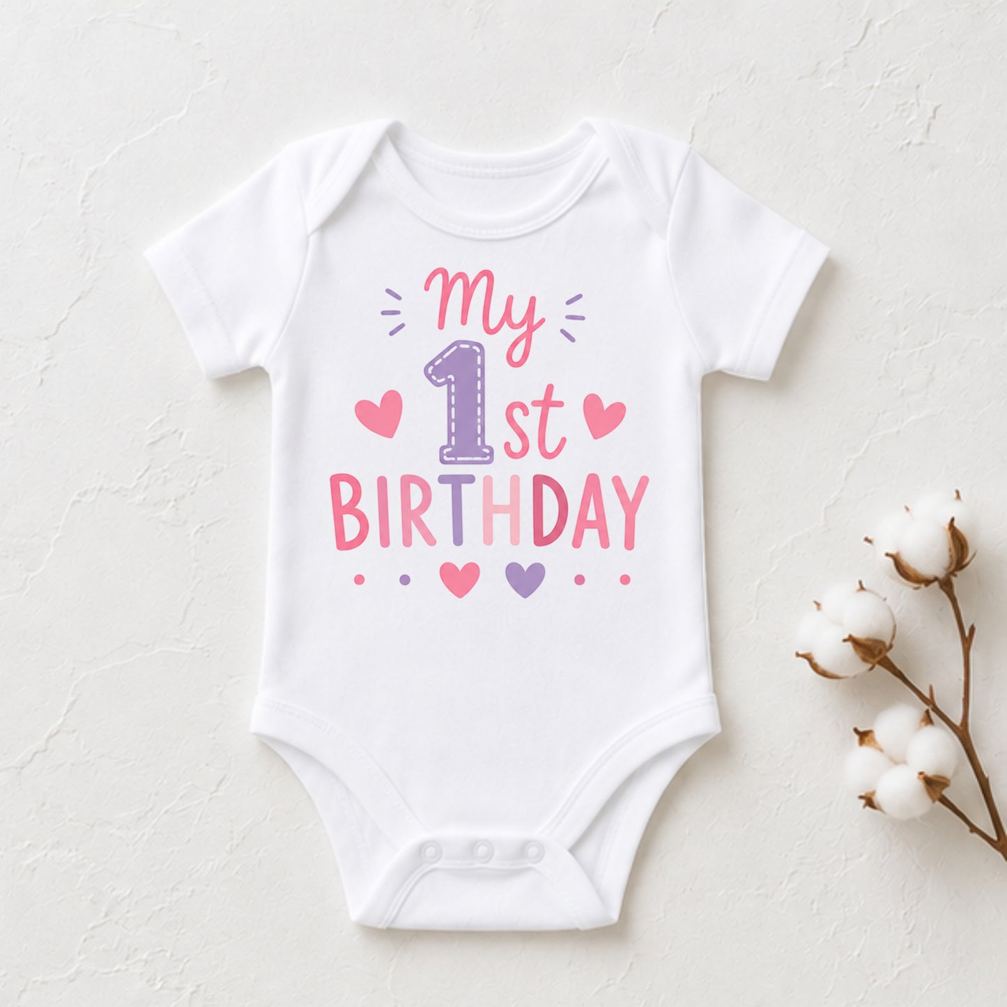 My 1st Birthday Pink I - First Birthday Bodysuit