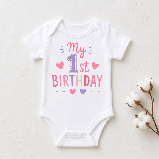 My 1st Birthday Pink I - First Birthday Bodysuit