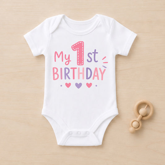 My 1st Birthday Pink II - First Birthday Bodysuit