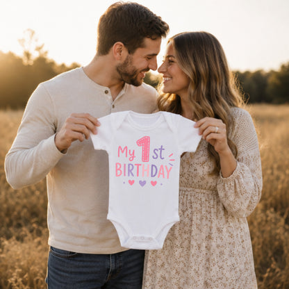 My 1st Birthday Pink II - First Birthday Bodysuit