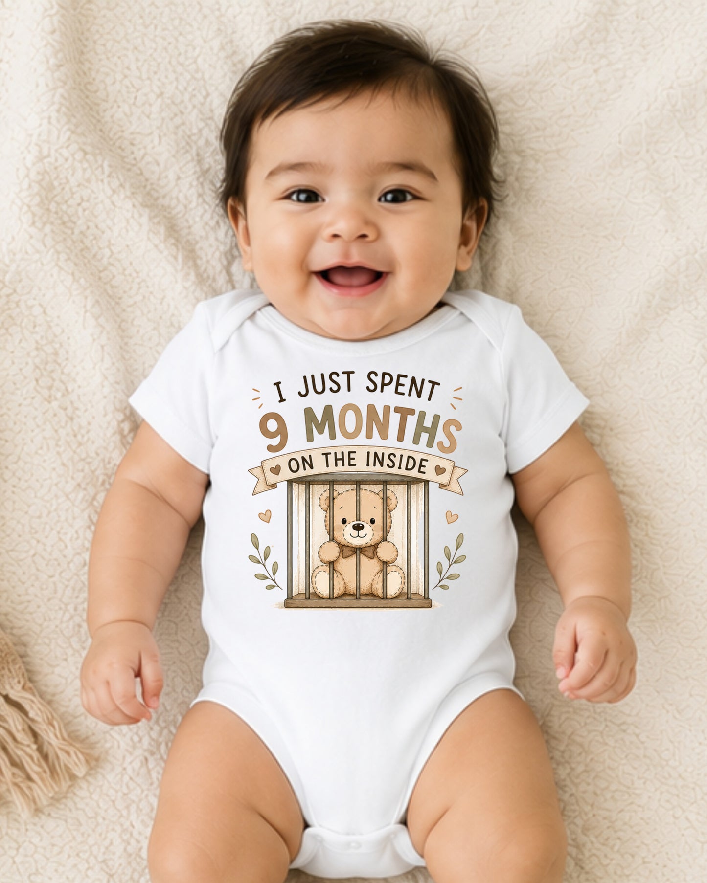 I Just Spent 9 Months On The Inside - Funny Baby Shower Bodysuit