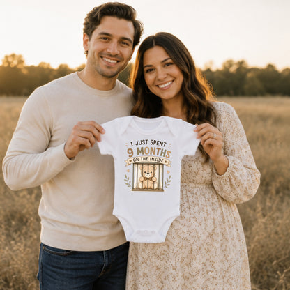 I Just Spent 9 Months On The Inside - Funny Baby Shower Bodysuit