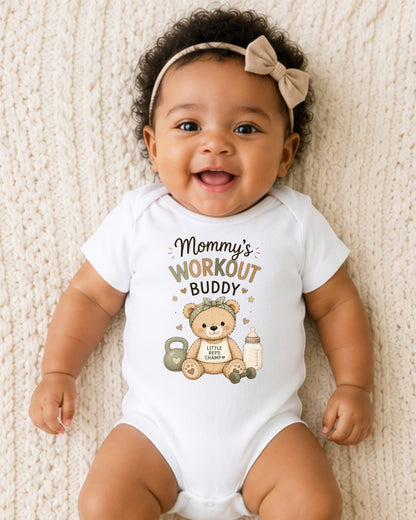 Mommy's Workout Buddy - Funny Baby Shower Bodysuit