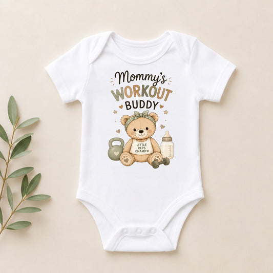 Mommy's Workout Buddy - Funny Baby Shower Bodysuit