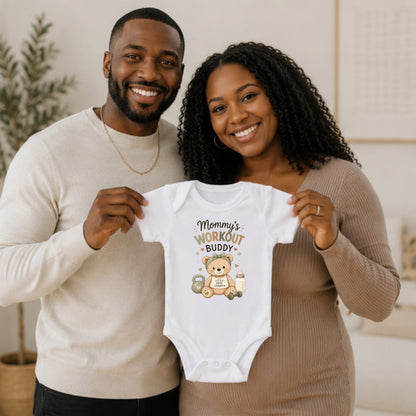 Mommy's Workout Buddy - Funny Baby Shower Bodysuit