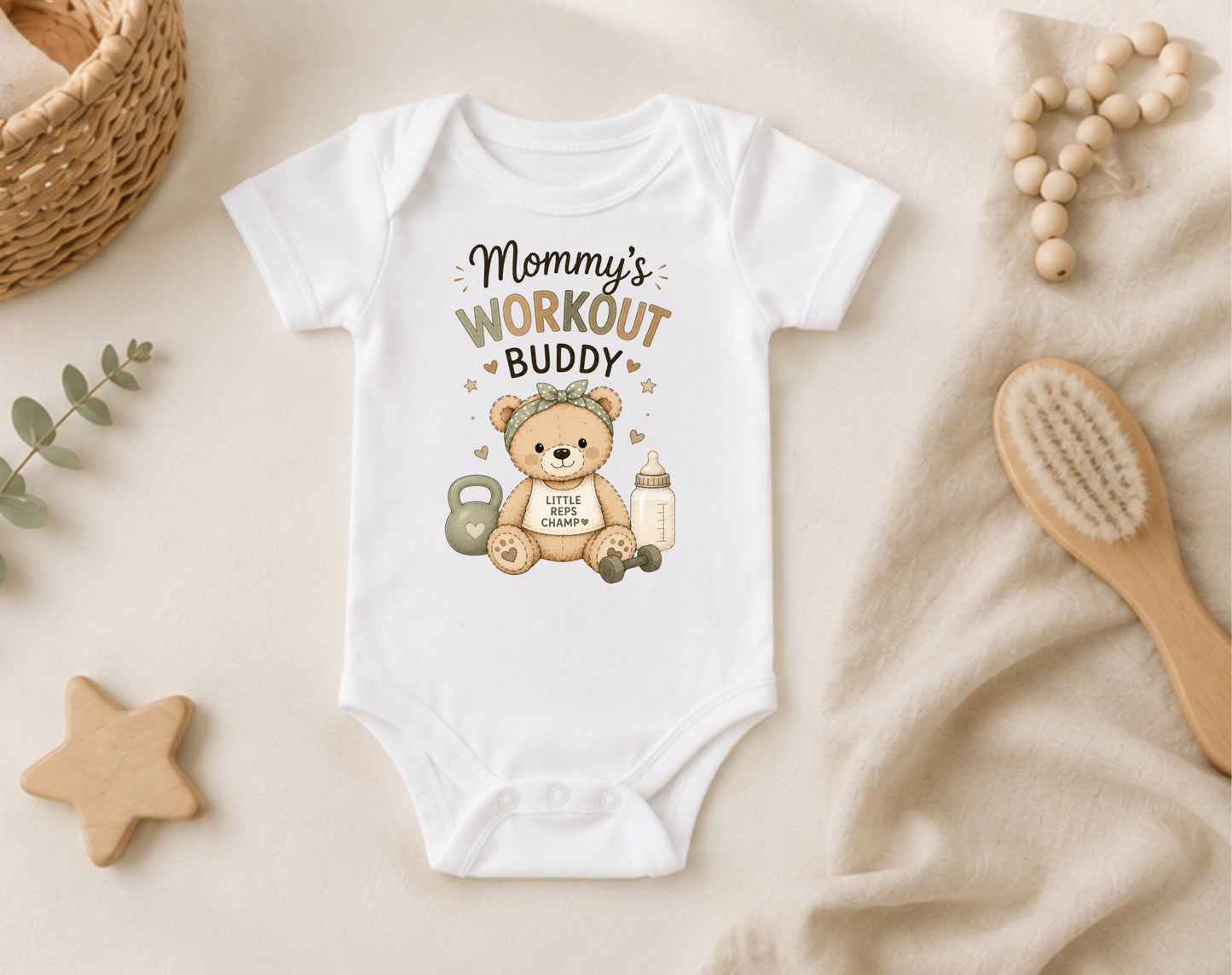 Mommy's Workout Buddy - Funny Baby Shower Bodysuit