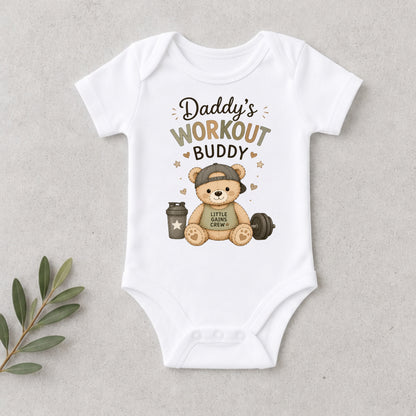 Daddy's Workout Buddy - Funny Baby Shower Bodysuit