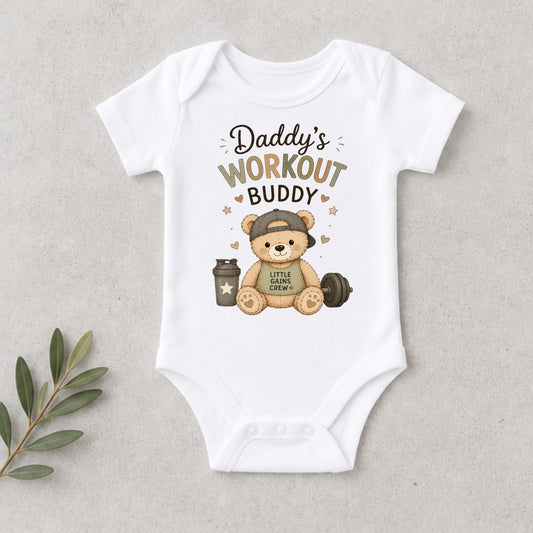 Daddy's Workout Buddy - Funny Baby Shower Bodysuit