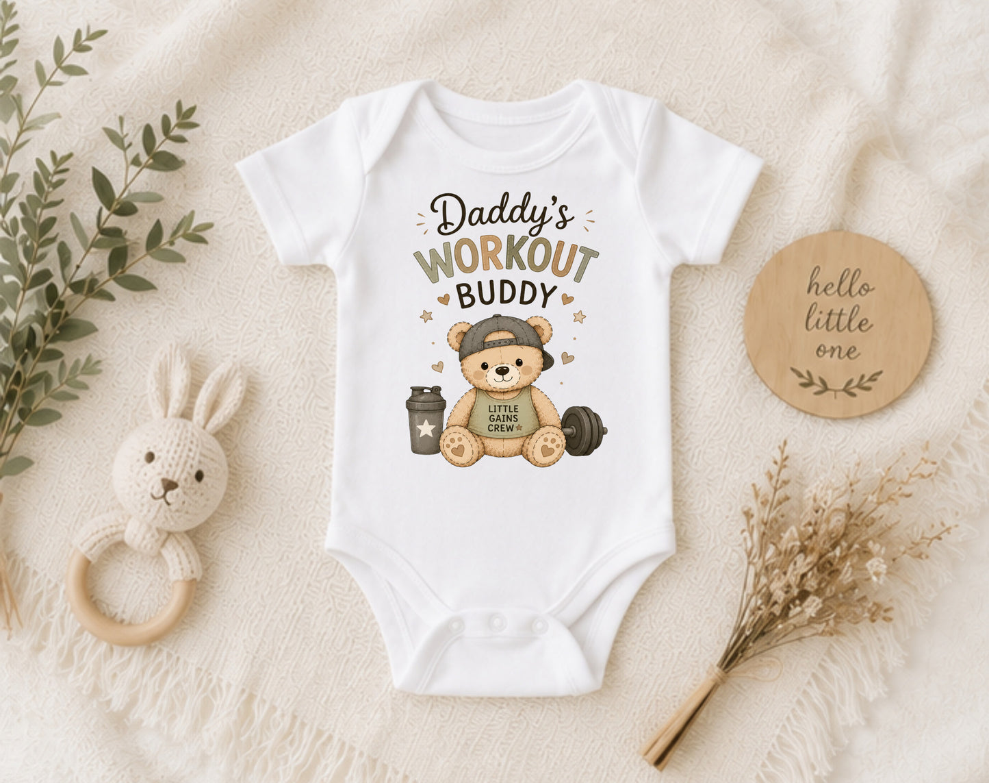 Daddy's Workout Buddy - Funny Baby Shower Bodysuit