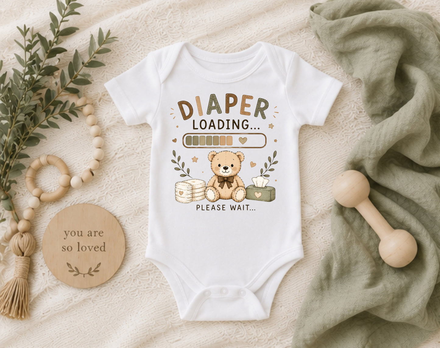 Diaper Loading - Funny Baby Shower Bodysuit