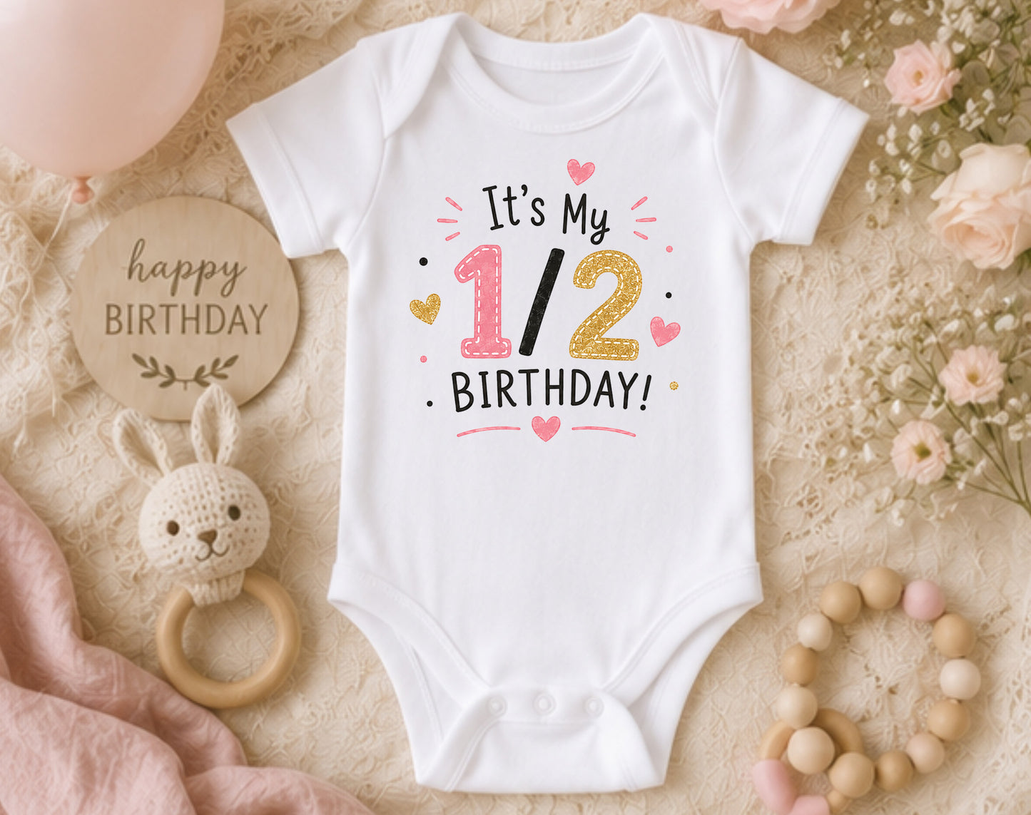 It's My 1/2 Birthday (Pink) - Half Birthday Bodysuit