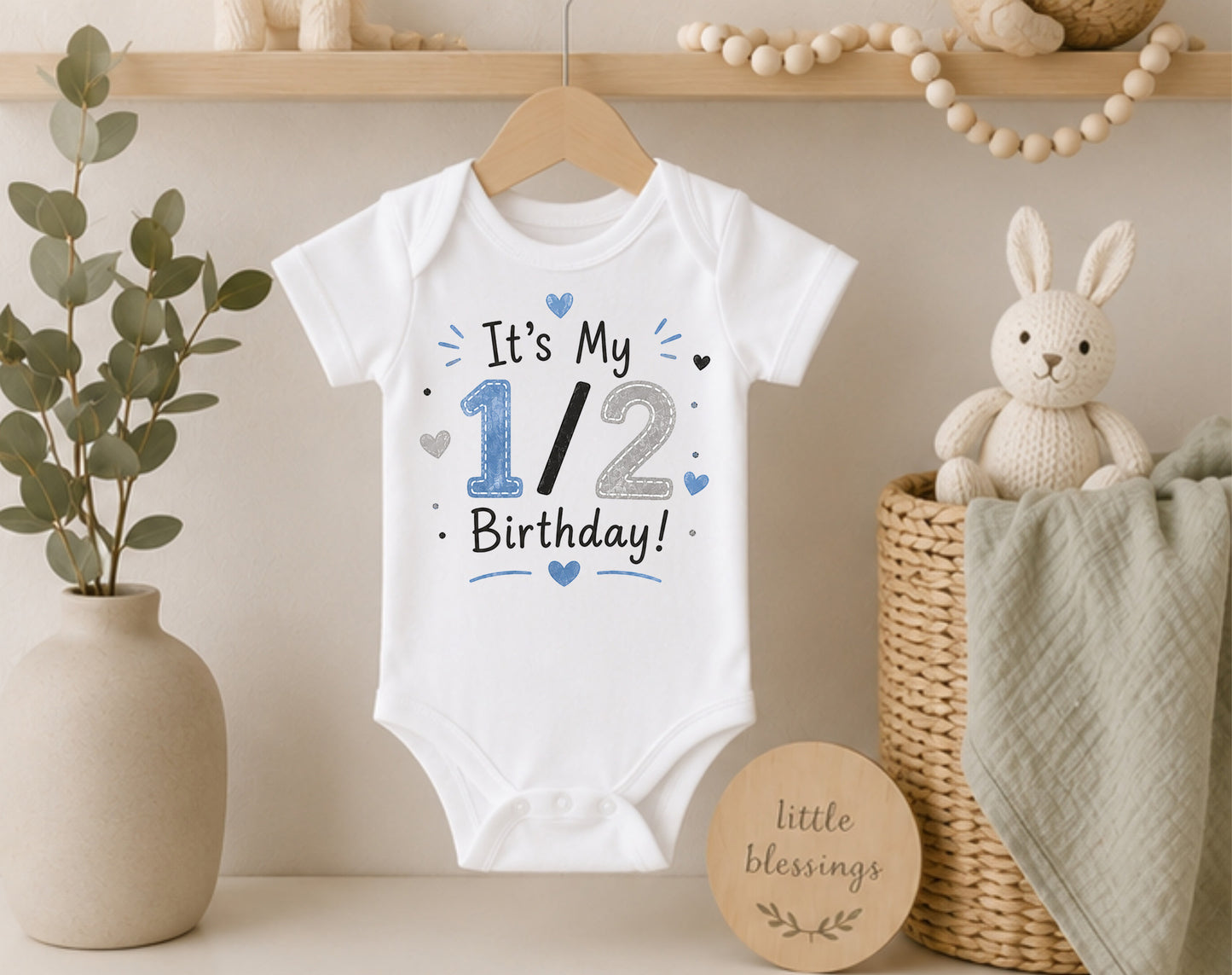 It's My 1/2 Birthday Blue - Half Birthday Bodysuit