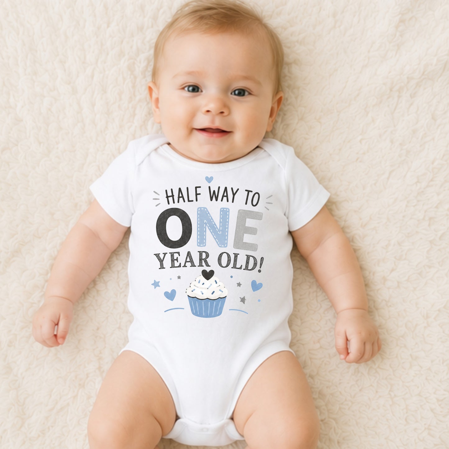Halfway To One Year Old Blue - Half Birthday Bodysuit