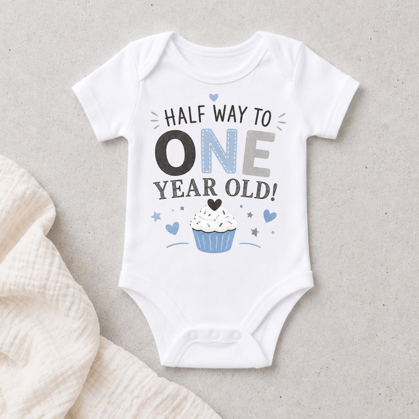 Halfway To One Year Old Blue - Half Birthday Bodysuit