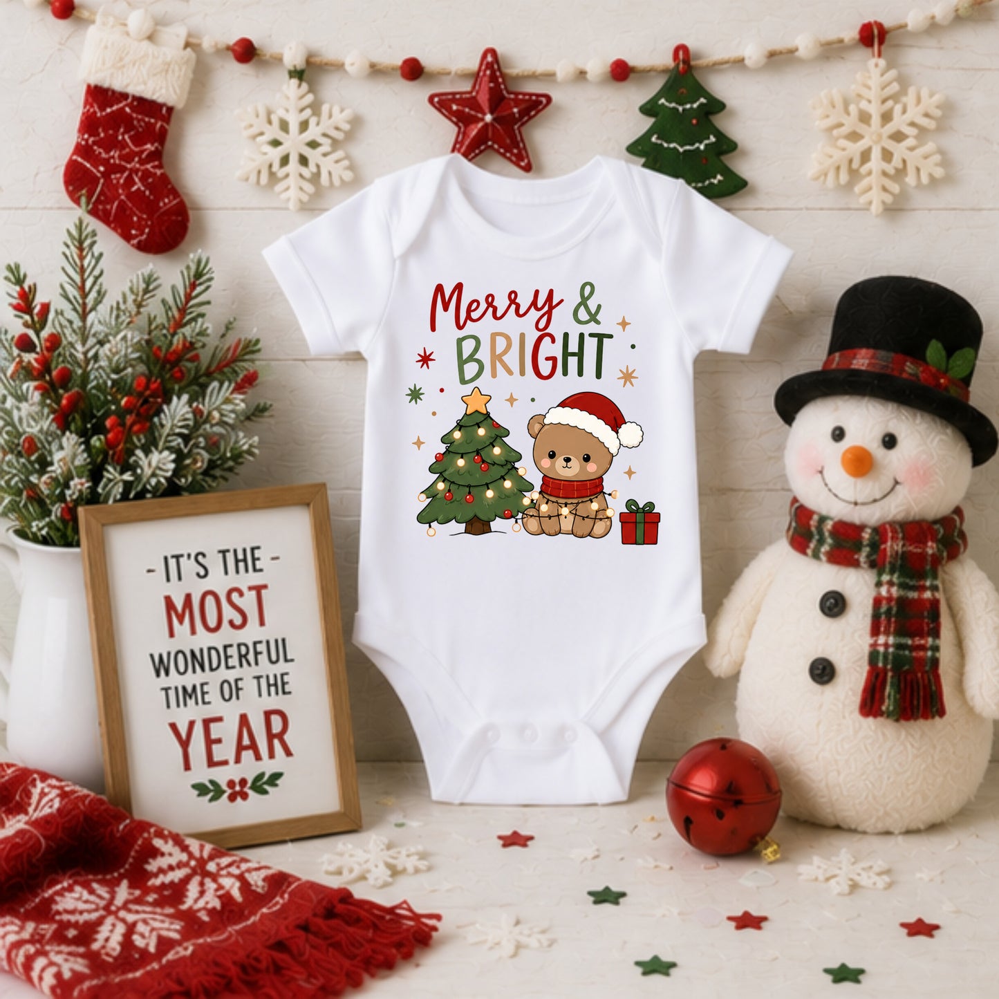 Merry And Bright - Holiday Christmas Bodysuit