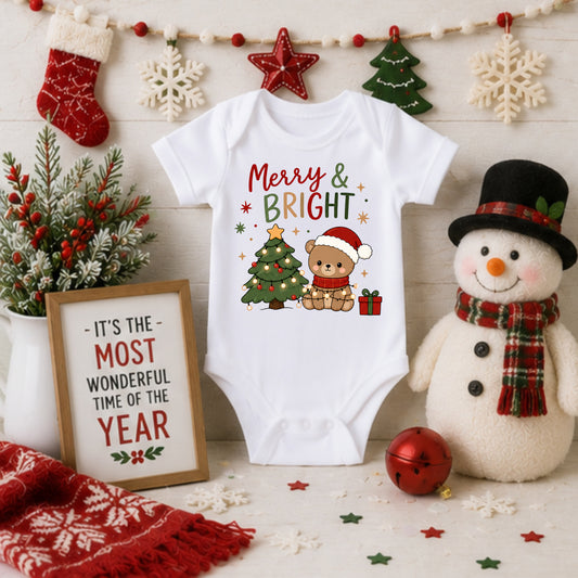 Merry And Bright - Holiday Christmas Bodysuit