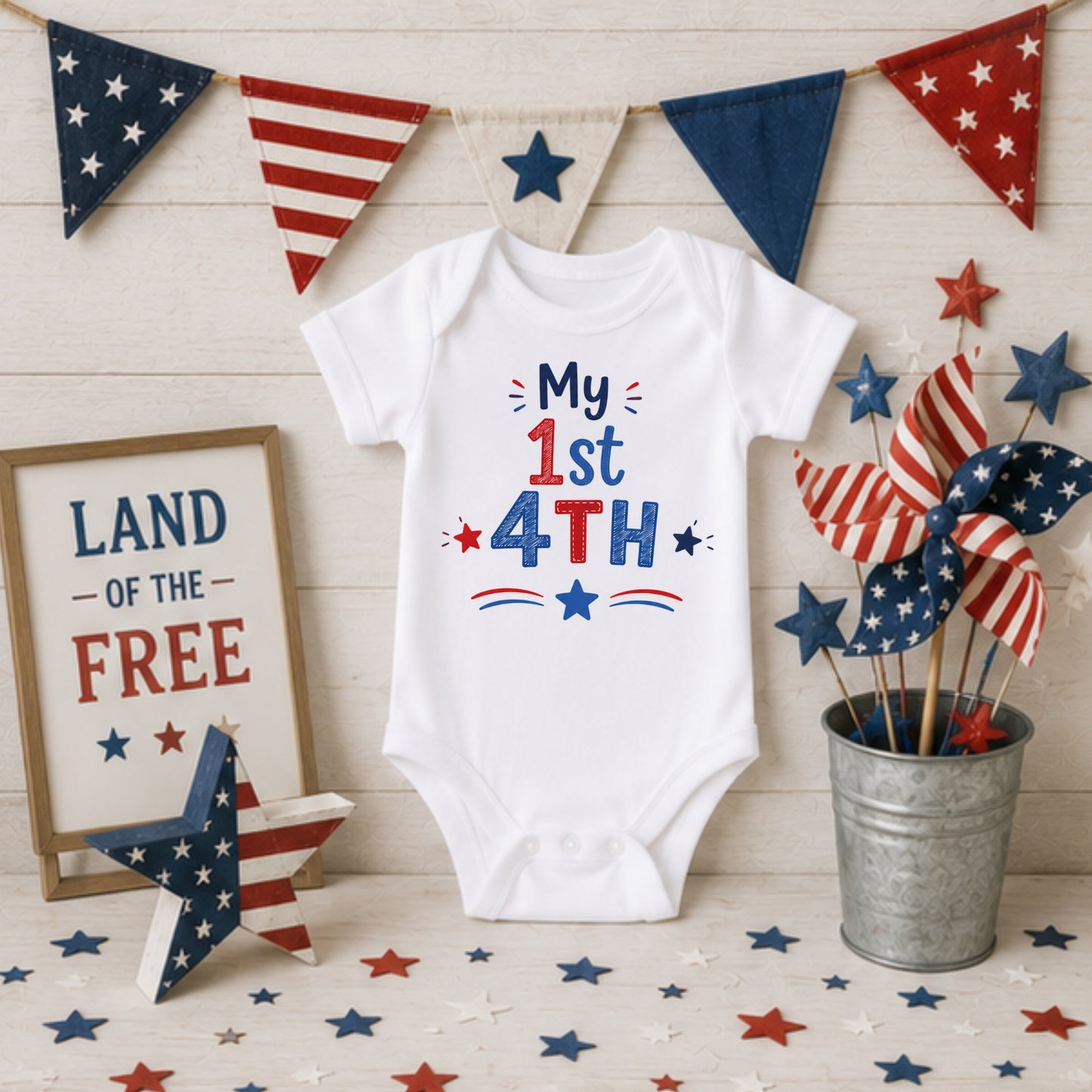My 1st 4th I - Holiday Fourth of July Bodysuit