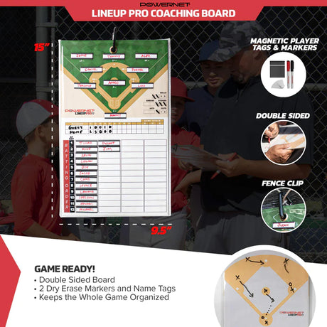 PowerNet Lineup Pro Magnetic Baseball Softball Coaching Board Game Ready (1170)