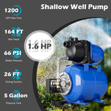 1200 W Garden Water Pump Shallow Well Pressurized Irrigation-Blue