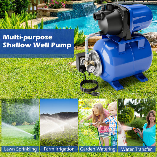 1200 W Garden Water Pump Shallow Well Pressurized Irrigation-Blue