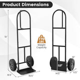 P-Handle Sack Truck with 10 Inch Wheels and Foldable Load Area-Black