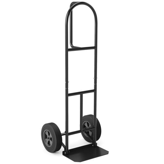 P-Handle Sack Truck with 10 Inch Wheels and Foldable Load Area-Black