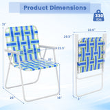 4 Pieces Folding Beach Chair Camping Lawn Webbing Chair-Blue