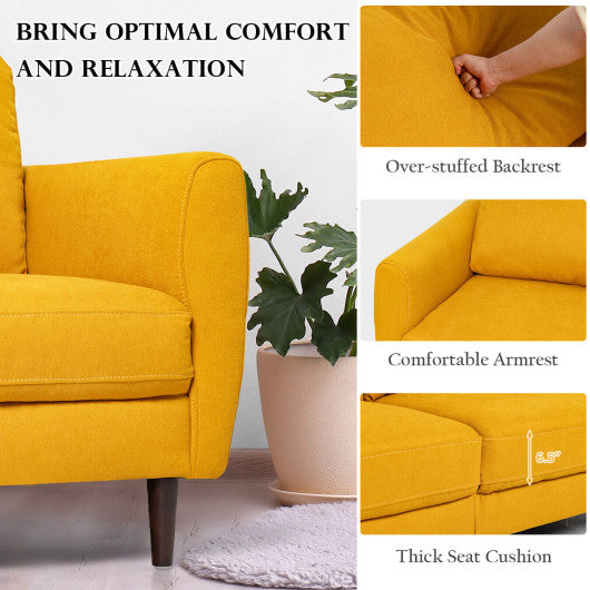 2 Pieces Upholstered Sofa Set with Removable Cushion Covers-Yellow