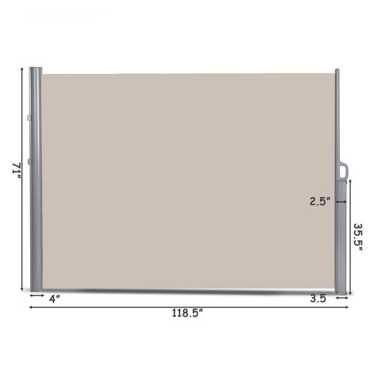 118.5" x 71" Patio Retractable Folding Side Awning Screen