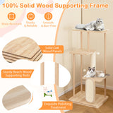 Wooden Multi-level Modern Cat Tower with Scratching Board and Post-50 inches