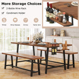 Dining Table Set for 5-7 with 2-Bottle Wine Rack and Condiment Holder