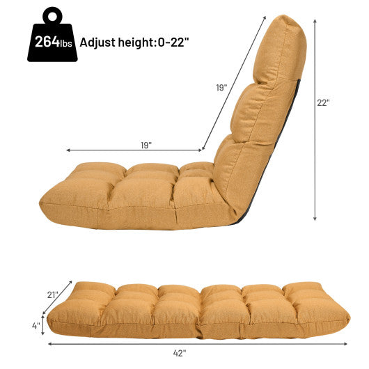 14-Position Adjustable Folding Lazy Gaming Sofa-Yellow