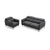 Modern Couched Sofa set with Adjustable Headrest-Gray