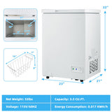 3.5/5 Cu.ft Compact Chest Freezer with Removable Storage Basket-3.5 Cubic