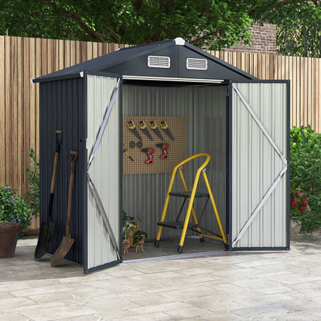 6 x 4/10 x 8 Feet Outdoor Galvanized Steel Storage Shed without Floor Base-6 x 4 ft