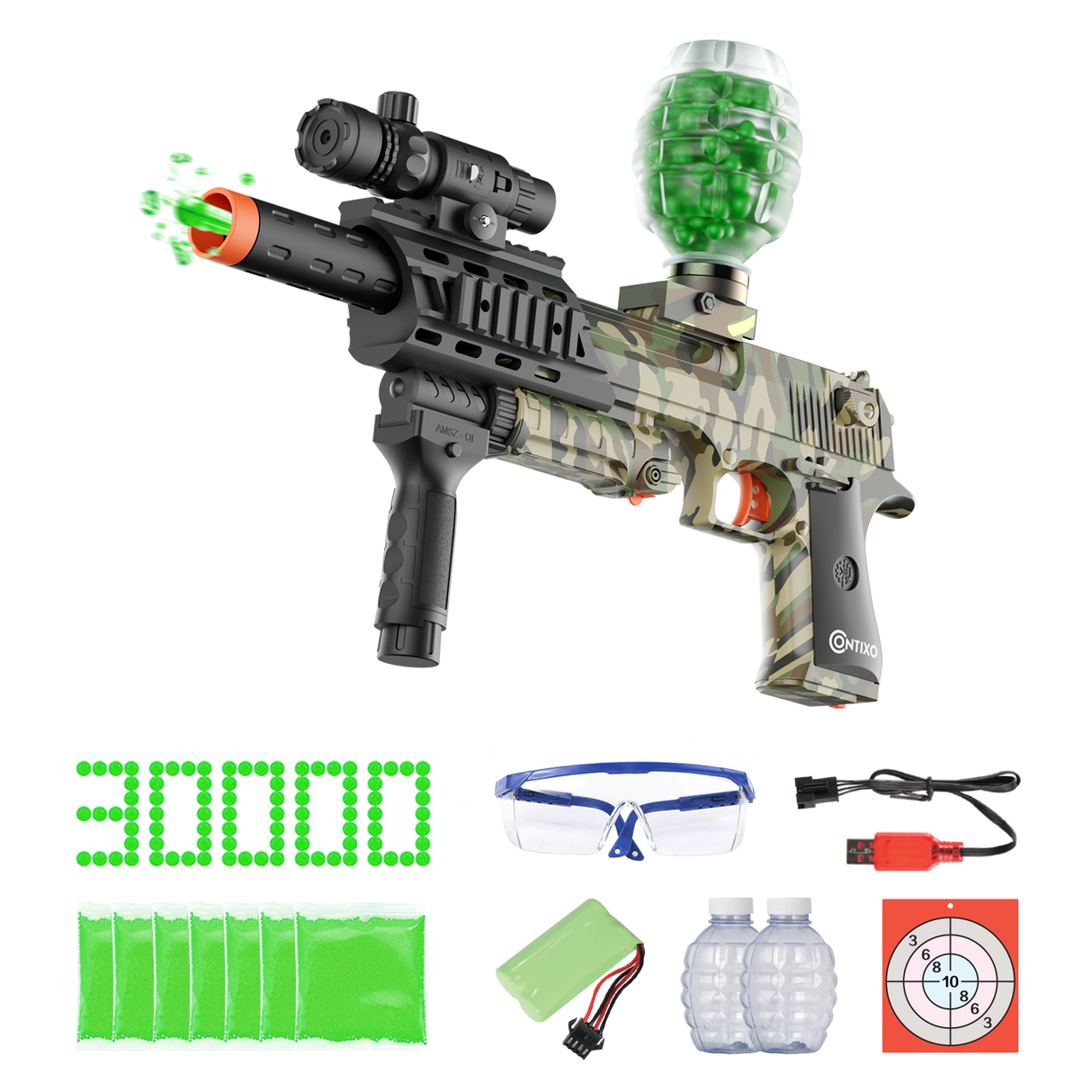 Contixo GB1 Camo Automatic Gel Ball Blaster with 30,000 Gel Beads by Contixo