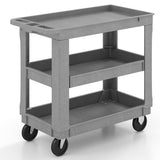 3-Tier Utility Cart with 550 LBS Max Load and Adjustable Middle Shelf-Gray