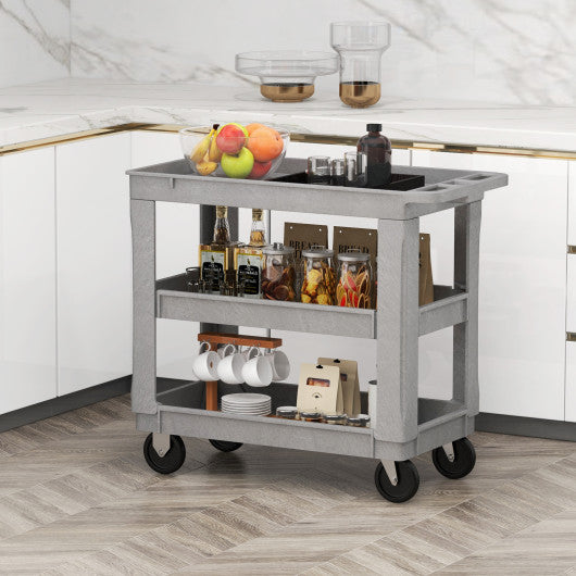 3-Tier Utility Cart with 550 LBS Max Load and Adjustable Middle Shelf-Gray