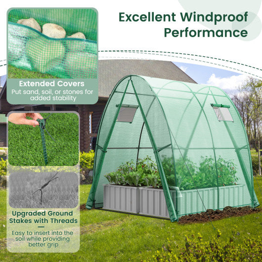 6 x 6 x 6.6 FT Outdoor Wall-in Tunnel Greenhouse-Green