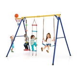 4-in-1 660 lbs Heavy Duty Swing Set for Kids Aged 3-9 Years Old-Yellow