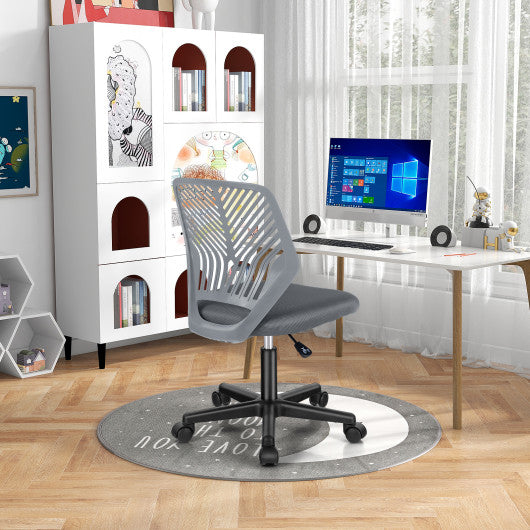 Height-adjustable Ergonomic Kids Desk Chair with Universal Casters-Gray