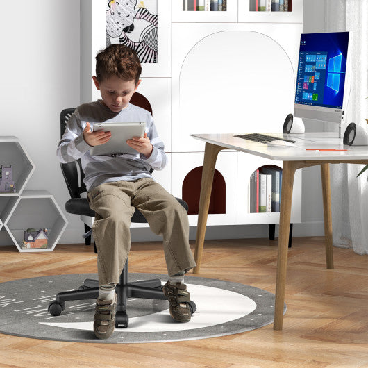 Height-adjustable Ergonomic Kids Desk Chair with Universal Casters-Black