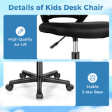 Height-adjustable Ergonomic Kids Desk Chair with Universal Casters-Black