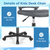 Height-adjustable Ergonomic Kids Desk Chair with Universal Casters-Gray